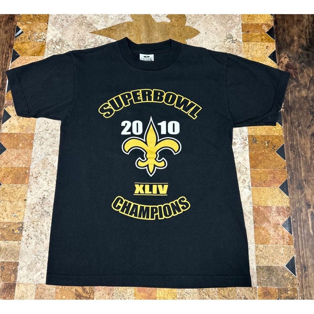 New Orleans Saints Super Bowl XLIV Champions T-Shirt Pro Club Black Mens Medium